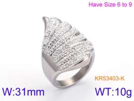 Stainless Steel Stone&Crystal Ring