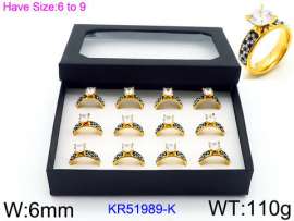 Stainless Steel Stone&Crystal Ring