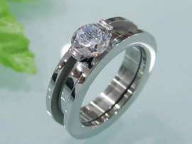 Stainless Steel Stone&Crystal Ring