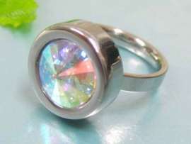 Stainless Steel Stone&Crystal Ring