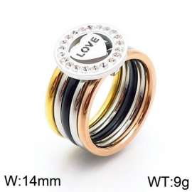 Stainless Steel Stone&Crystal Ring