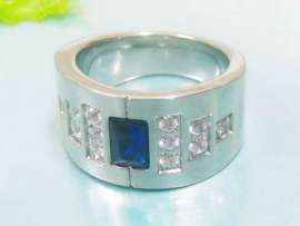 Stainless Steel Stone&Crystal Ring