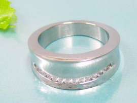 Stainless Steel Stone&Crystal Ring