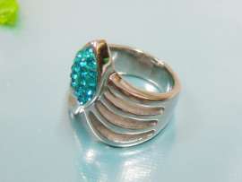 Stainless Steel Stone&Crystal Ring