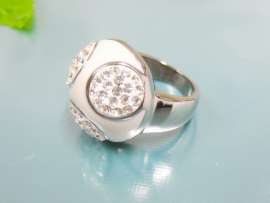Stainless Steel Stone&Crystal Ring