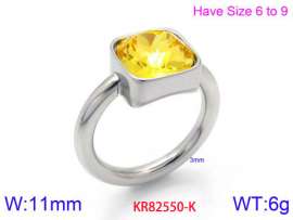 Stainless Steel Stone&Crystal Ring