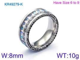 Stainless Steel Stone&Crystal Ring