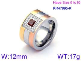 Stainless Steel Stone&Crystal Ring