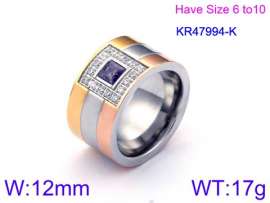 Stainless Steel Stone&Crystal Ring