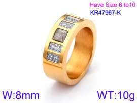 Stainless Steel Stone&Crystal Ring