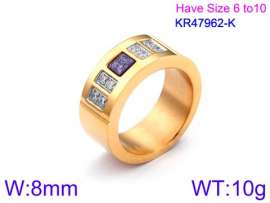 Stainless Steel Stone&Crystal Ring