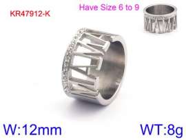 Stainless Steel Stone&Crystal Ring