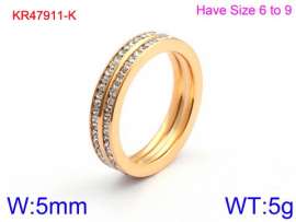 Stainless Steel Stone&Crystal Ring