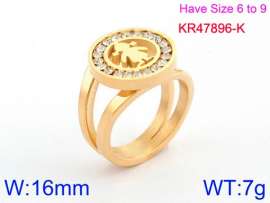 Stainless Steel Stone&Crystal Ring