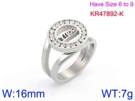 Stainless Steel Stone&Crystal Ring