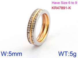 Stainless Steel Stone&Crystal Ring