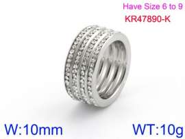 Stainless Steel Stone&Crystal Ring