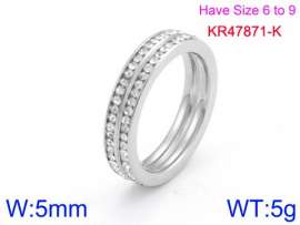 Stainless Steel Stone&Crystal Ring