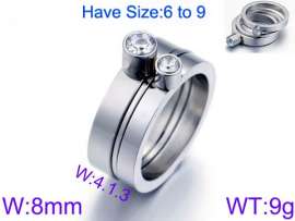 Stainless Steel Stone&Crystal Ring