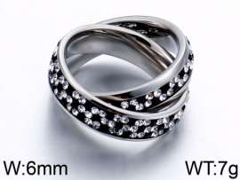 Stainless Steel Stone&Crystal Ring
