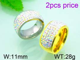 Stainless Steel Stone&Crystal Ring