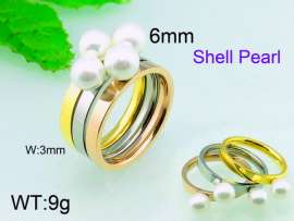 SS Shell Pearl Rings