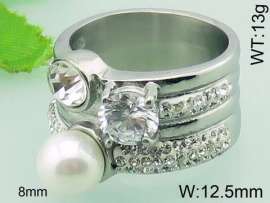 Stainless Steel Stone&Crystal Ring