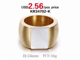 Stainless Steel 18K Gold Plated Black Stone Ring for Wholesale