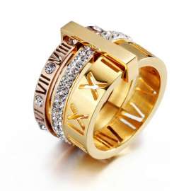 Stainless Steel Stone&Crystal Ring