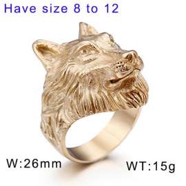Retro Domineering Men's Wolf Head Gold Ring